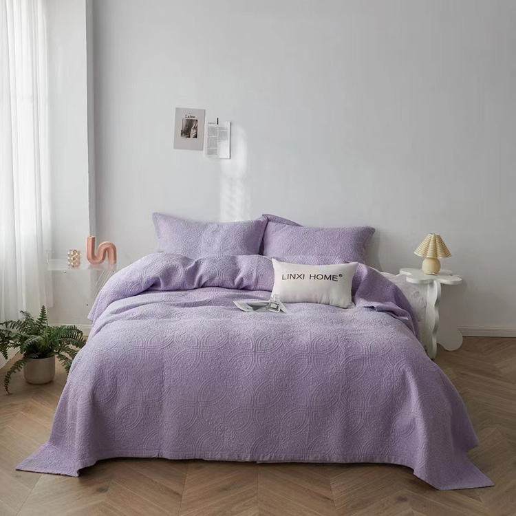 绗缝毯三件套,绗缝毯2.5米全棉