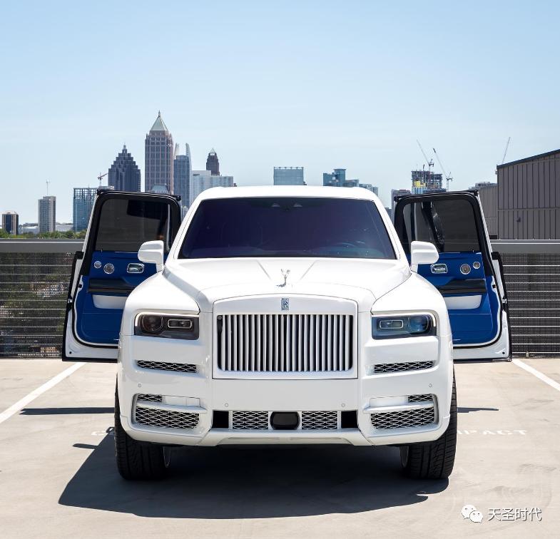 劳斯莱斯库里南蒂芙尼蓝外观,蒂芙尼蓝双拼珍珠白库里南