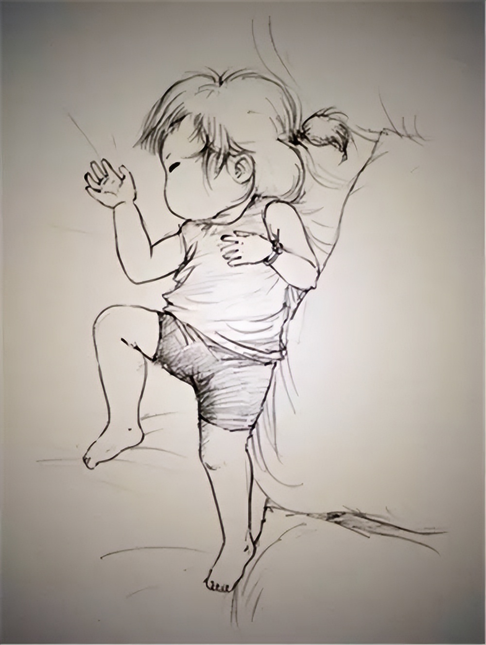 【治愈系】爸比把她睡觉的样子全画出来了......