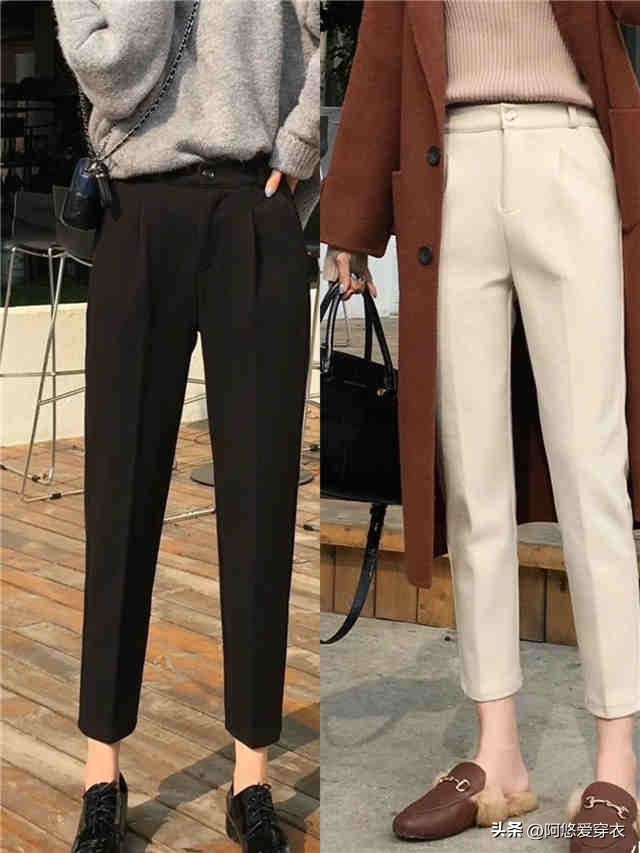 女裤子烟管裤收脚,最流行的收腿裤