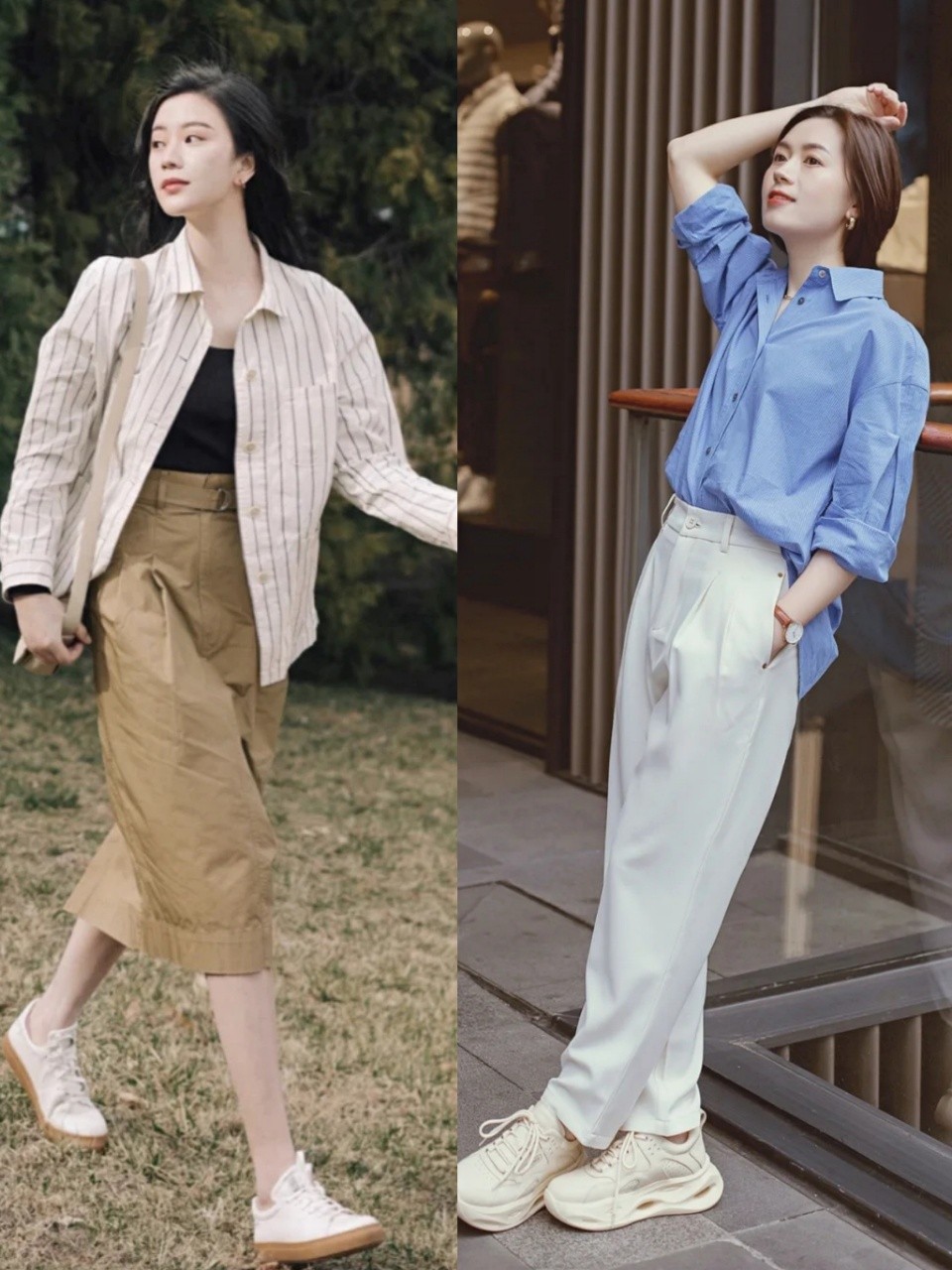 早秋衬衫这样穿简约时髦超撩人,长袖子衬衫怎么穿好看又有范