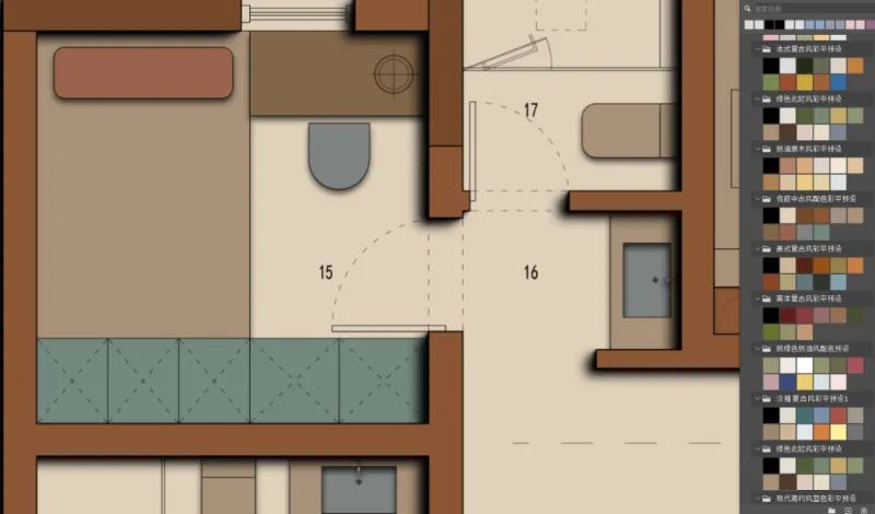 用了这PS材质配色预设，轻松搞定彩平图