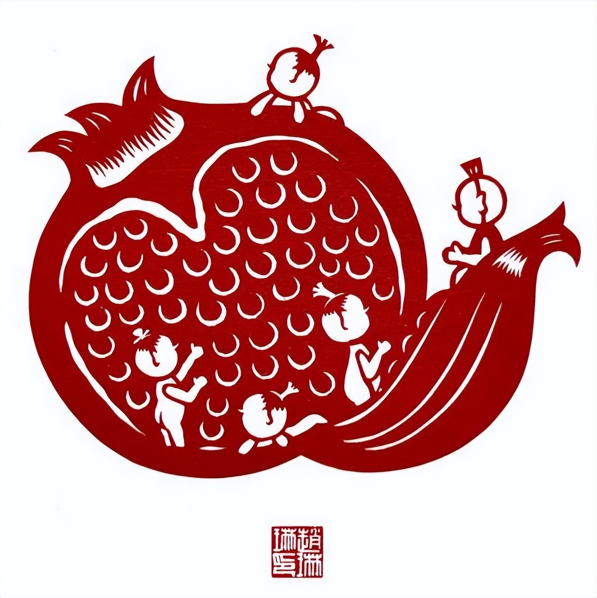 多子多寿剪纸,民俗剪纸花朵