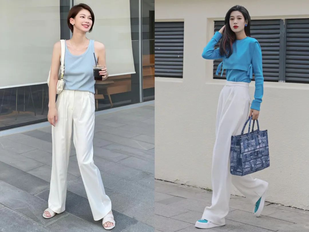 蓝白色系穿搭推荐,蓝白的搭配