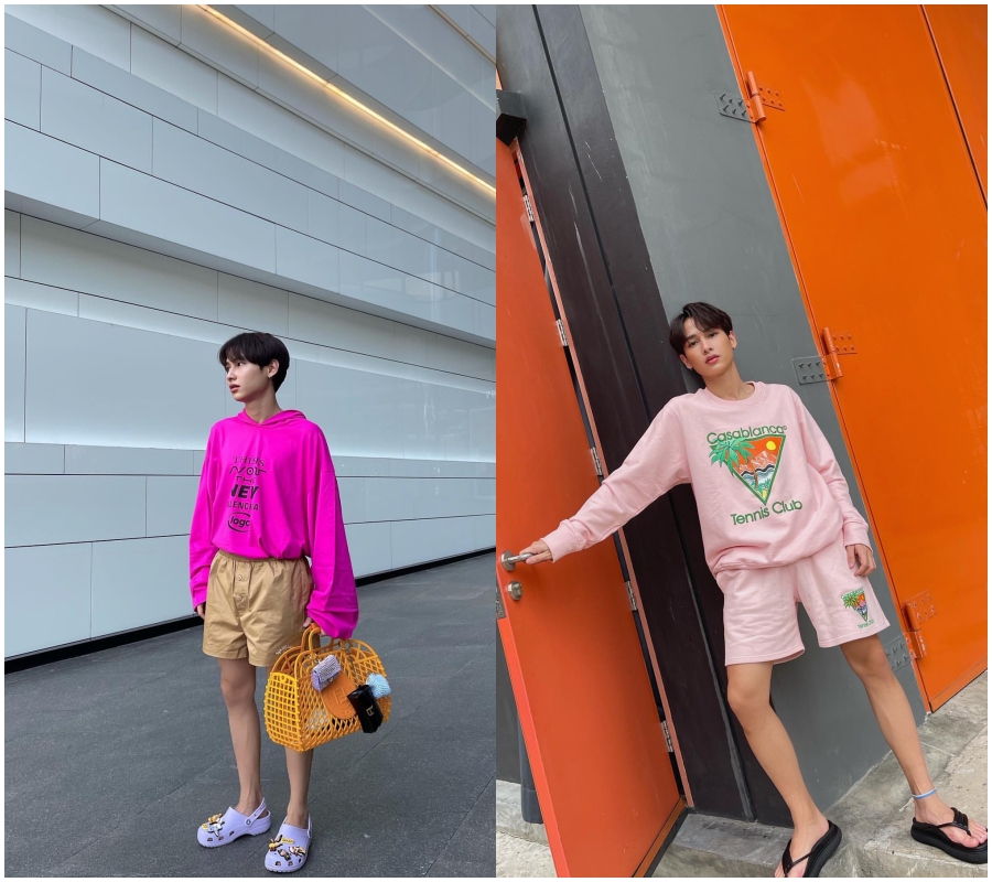 粉色系甜酷风穿搭男,粉色系极简穿搭男生