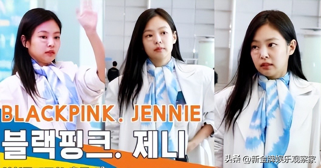 jennie脸部受伤后现身机场,jennie摔伤脸