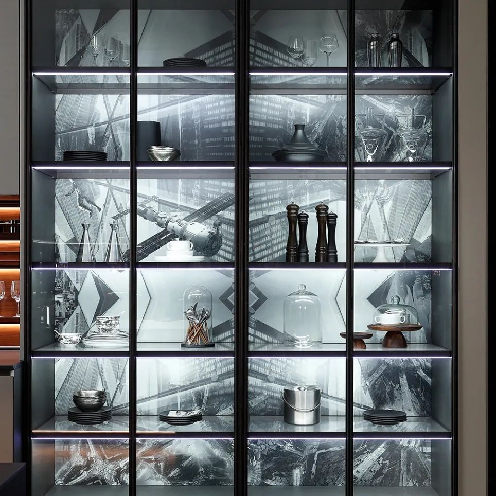 博洛尼浅灰色橱柜,博洛尼橱柜定制轻奢