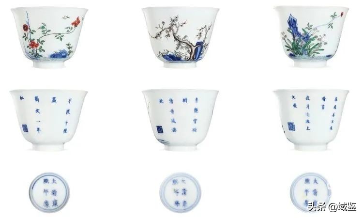 康熙官瓷十二花令杯欣赏,官窑康熙五彩十二花神杯价格