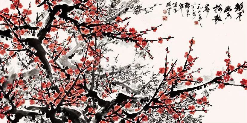 雪梅的画面怎么画,写意雪梅画法教程