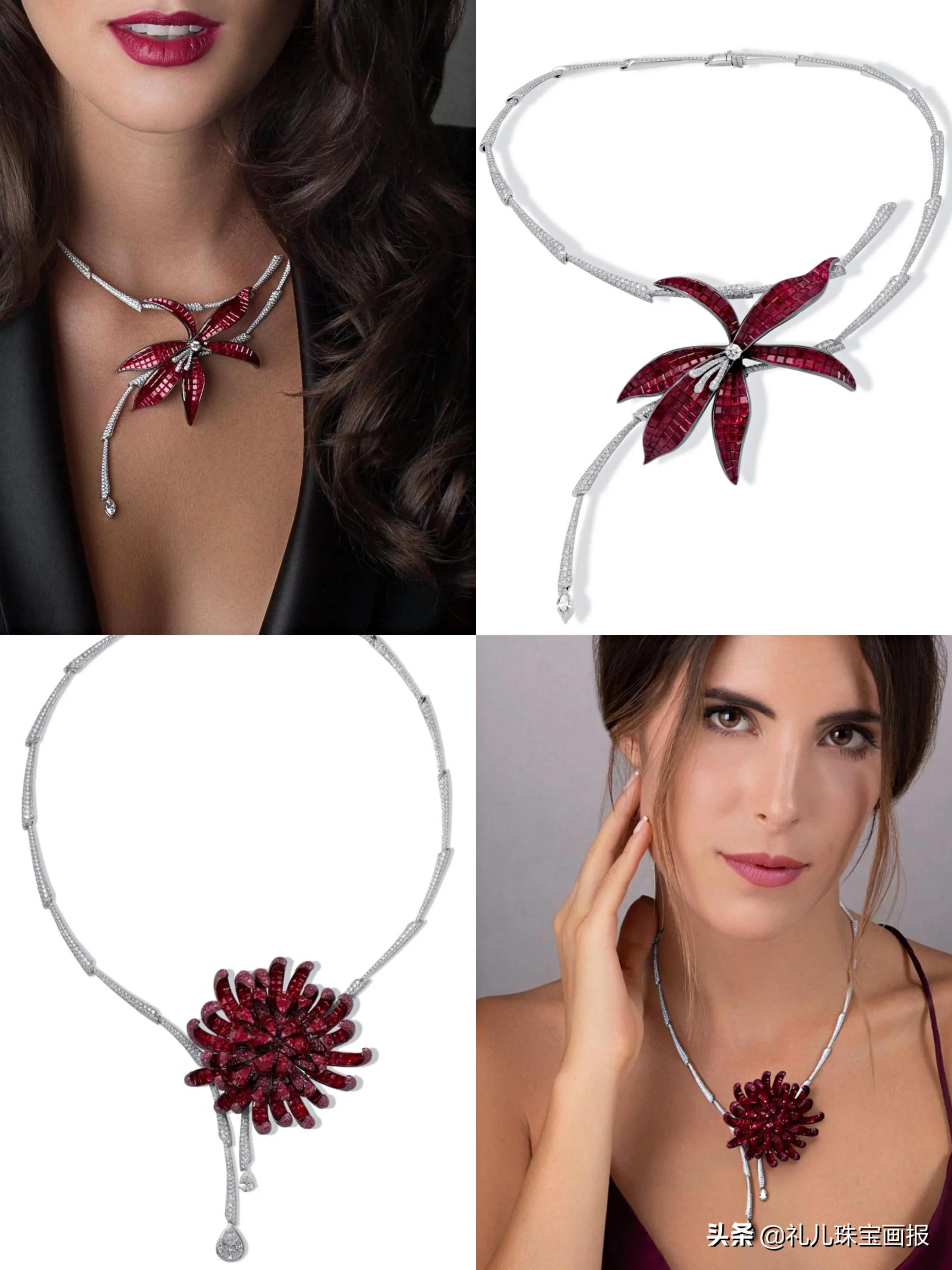 用珠宝做成的梅兰竹菊太美啦！它是如何用隐密镶嵌做出布料的质感