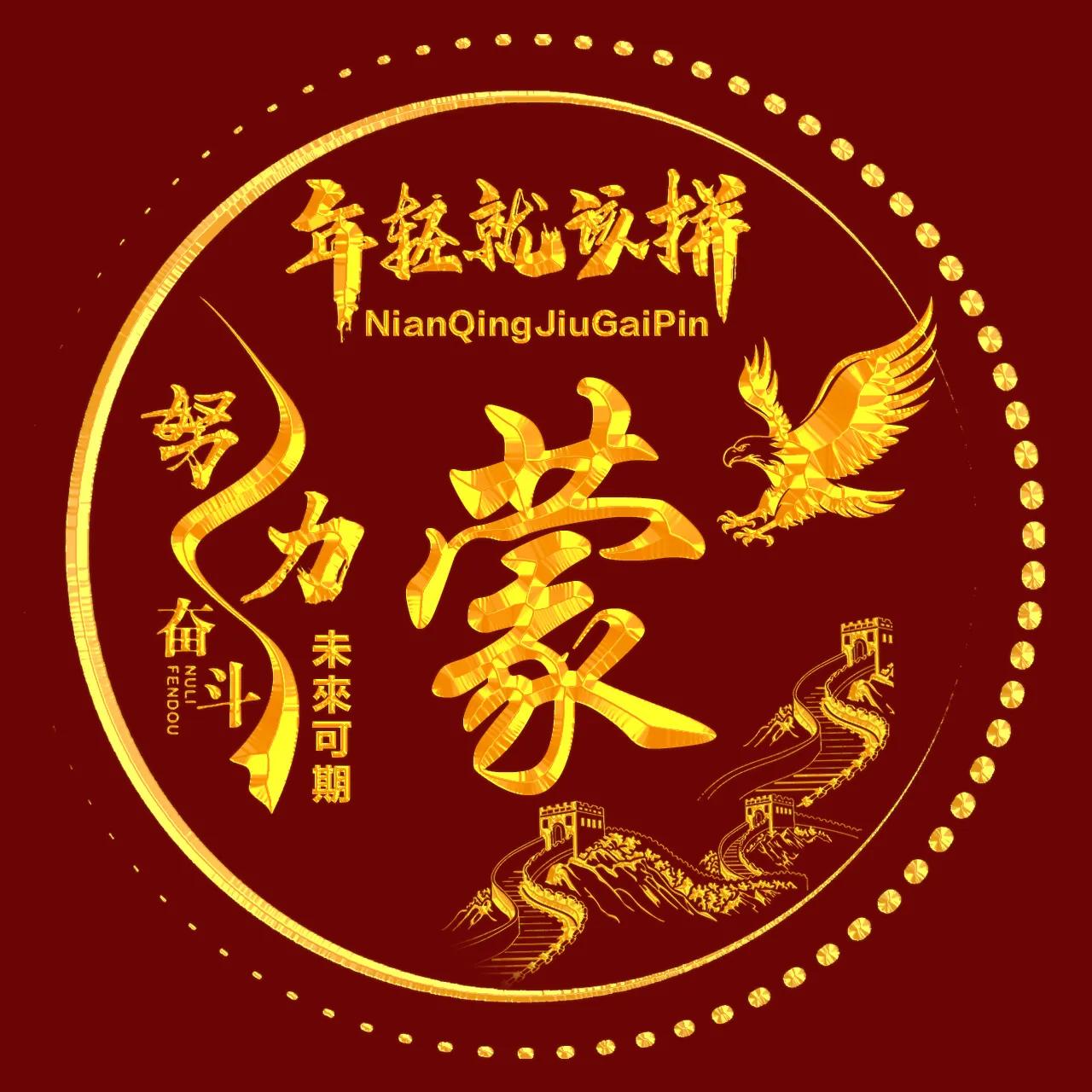 励志主题、烫金字体姓氏微信头像：年轻就该拼