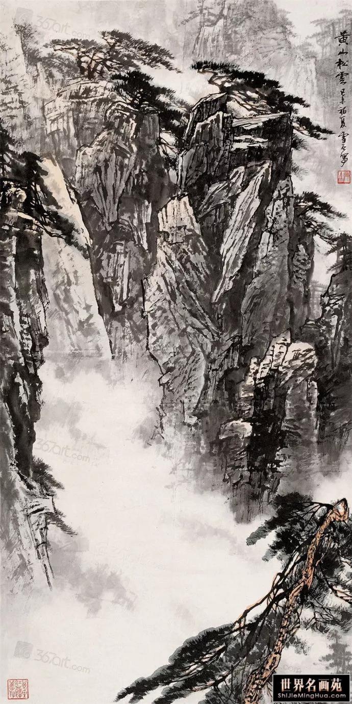 现代山水画名家竖幅作品欣赏,寓意好的庭院名家山水画欣赏