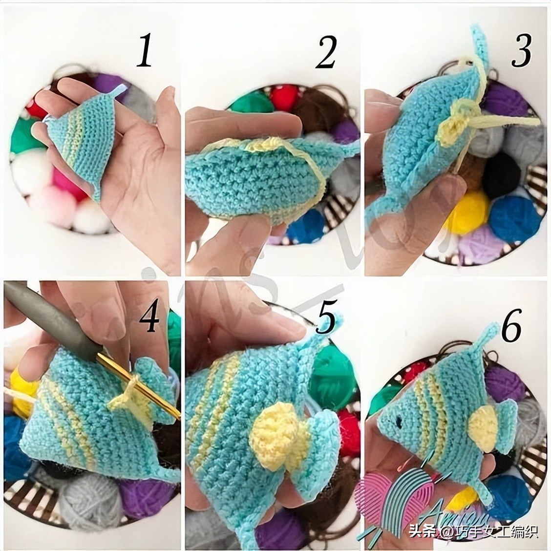 她只用零线就把鱼钩出了百变的花样，还超实用，真是太聪明了！