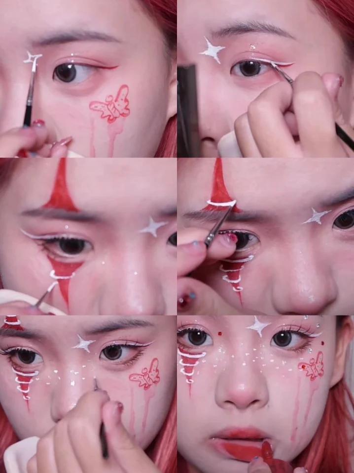 日常万圣节妆容粉色系,万圣妆简单好看