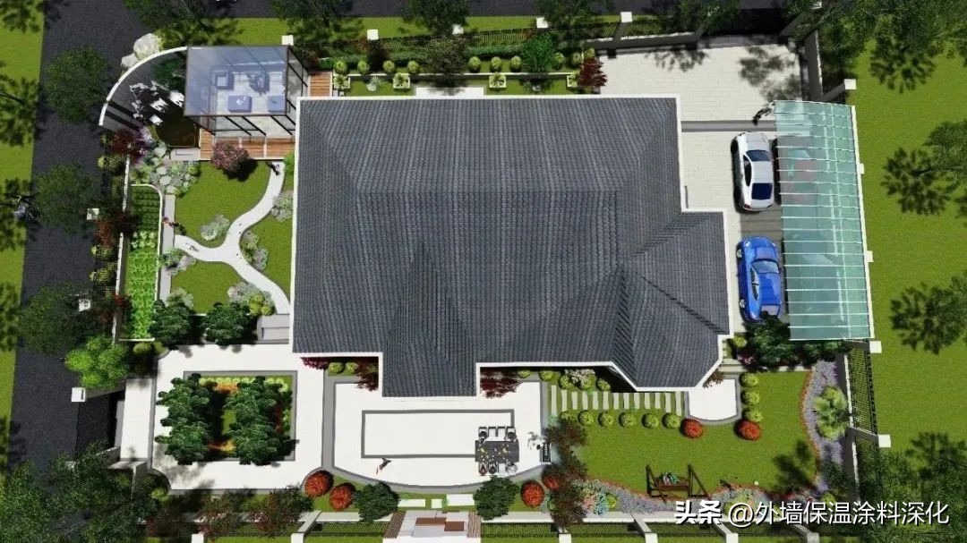 别墅庭院景观绿化全套施工图,别墅3d庭院景观效果图教程