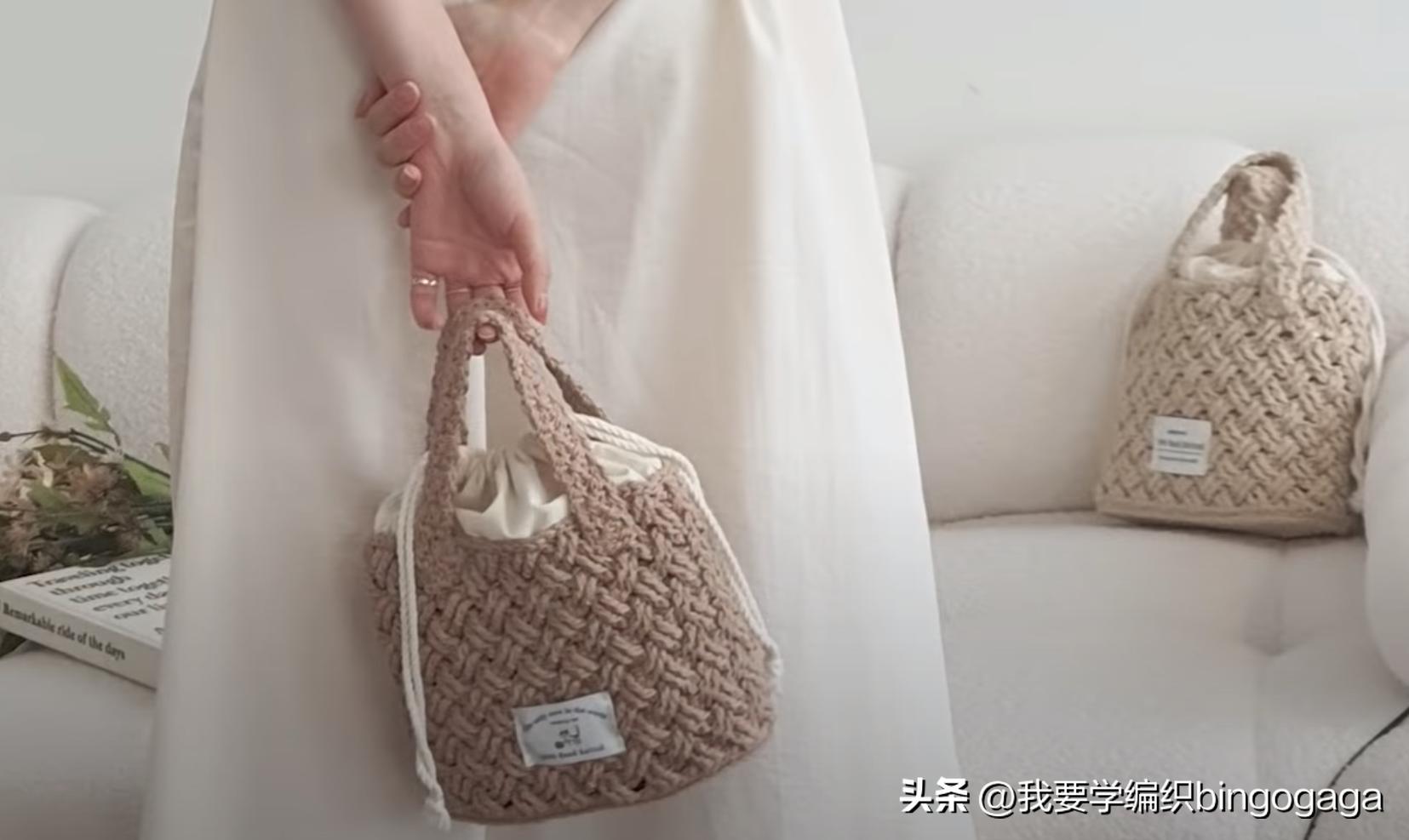 百搭时尚美人包编织教程,祖母方格包包的编织教程