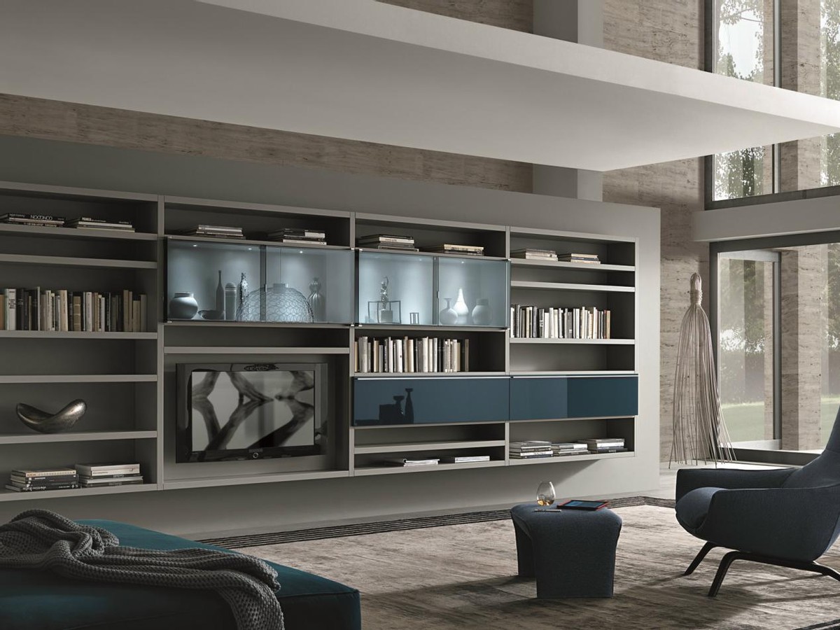 与其做满墙电视柜，不如留40㎝做书架，一柜两用，教科书级模板