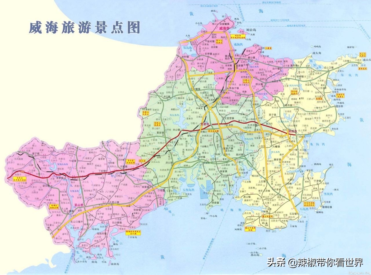 威海海岸线景点分布图,威海海岸线是中国最长的吗