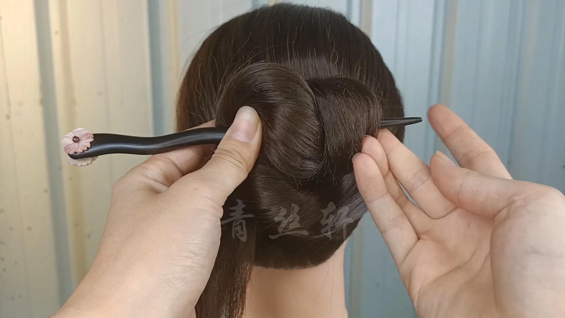 发簪挽发教程最基础,发量少发簪简单好看教程