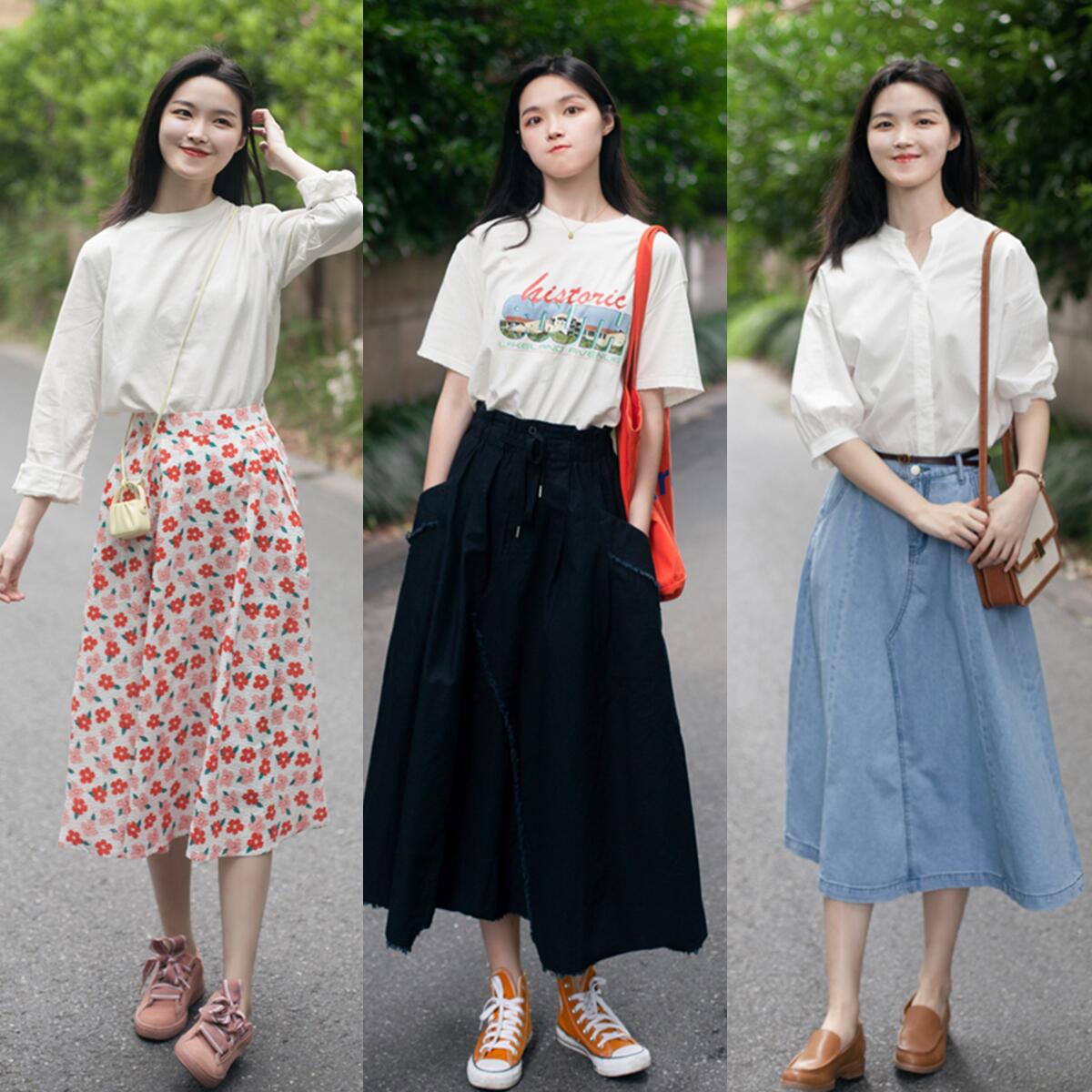 深秋半身裙中长款高级,半身裙上面配什么衣服深秋