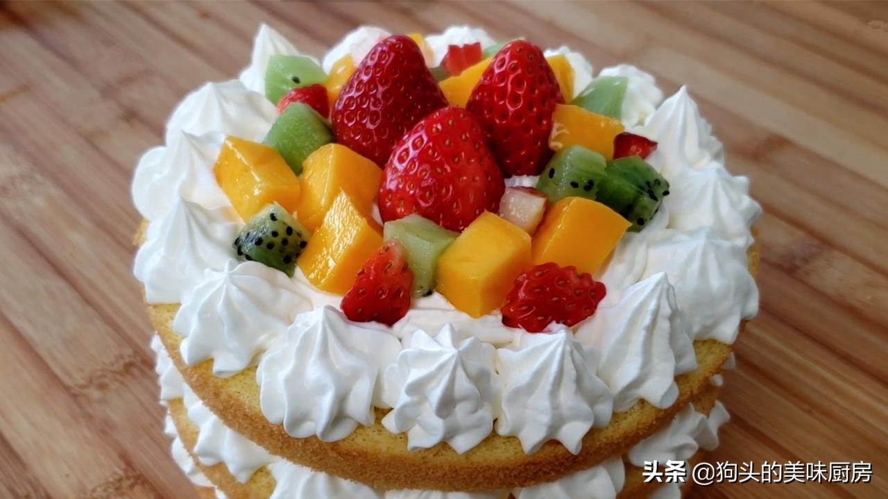 在家做不用打蛋器全手工生日蛋糕,做生日蛋糕不用火不用电不用鸡蛋