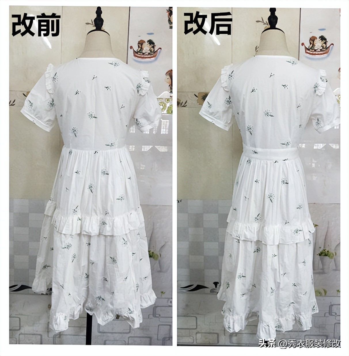 连衣裙宽肩带太长怎么变短,连衣裙短了怎么变长