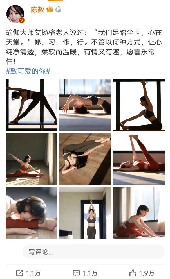 陈数晒海边瑜伽照图片,陈数惊艳的瑜伽