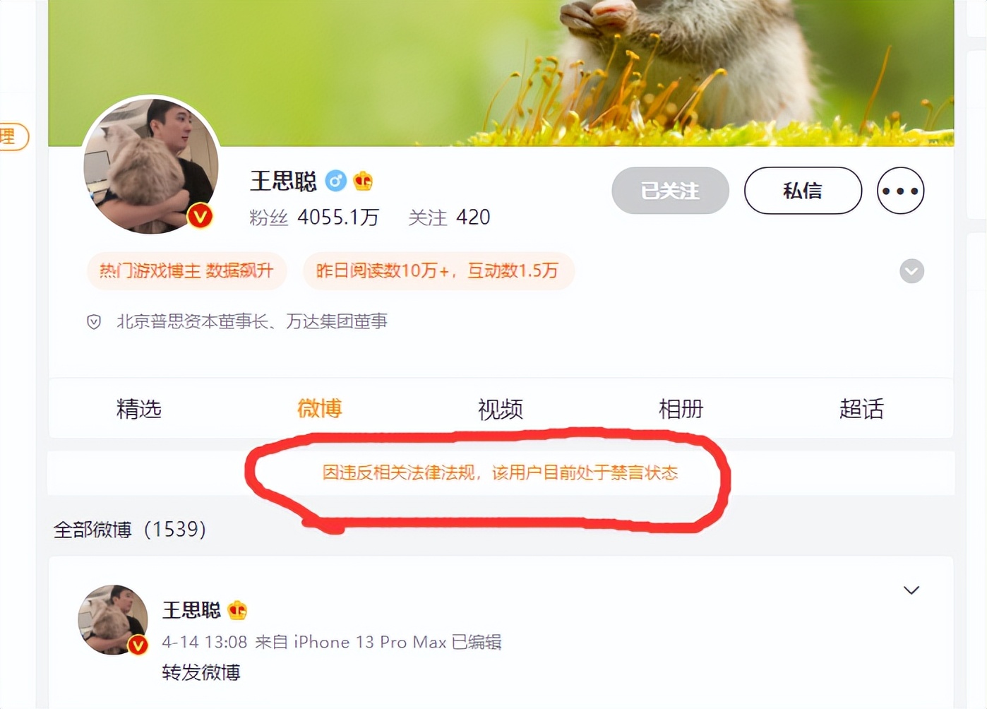 王思聪与老王,王思聪禁言什么意思