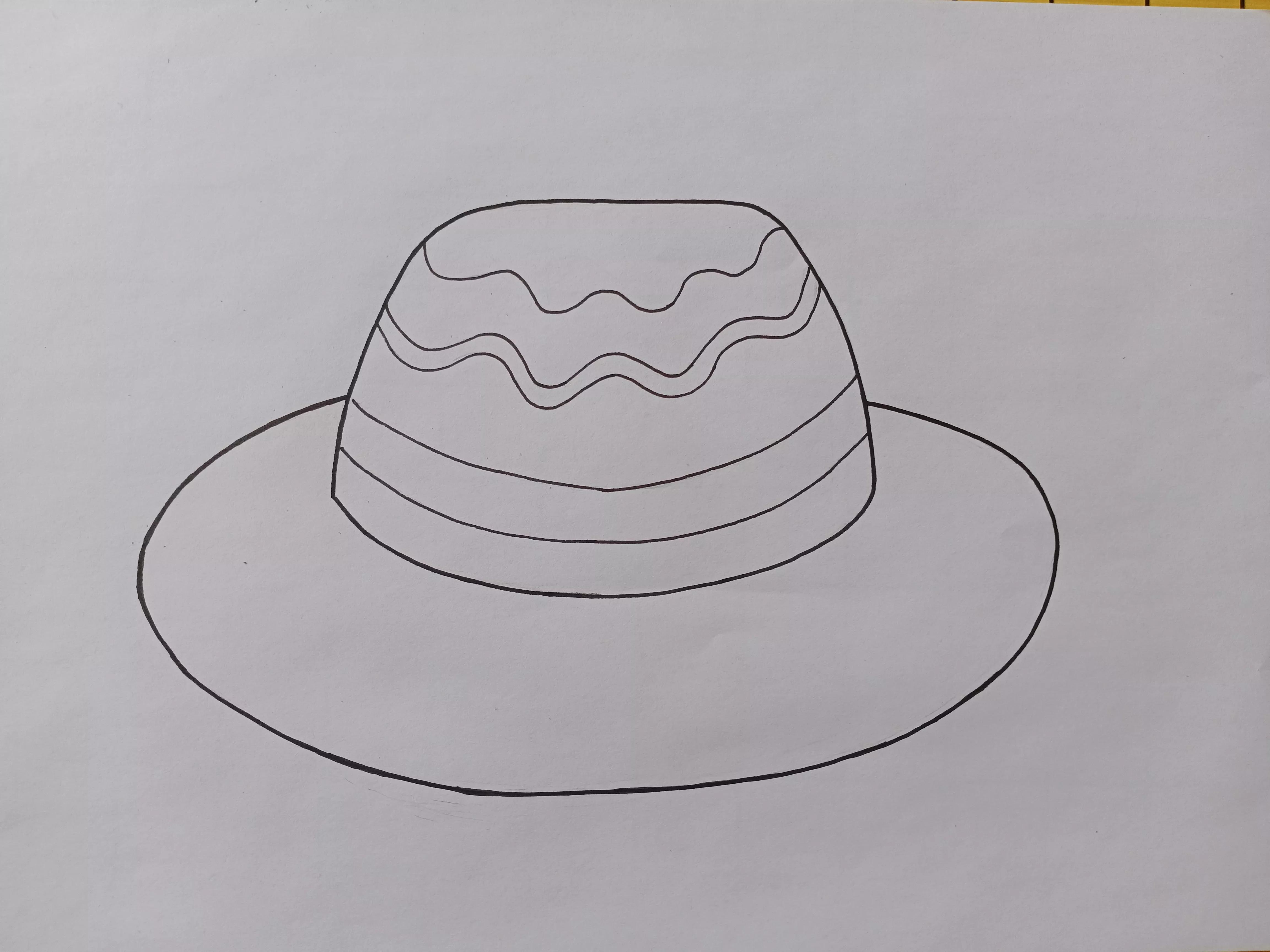 线描画帽子,劳动节帽子黑白线描画