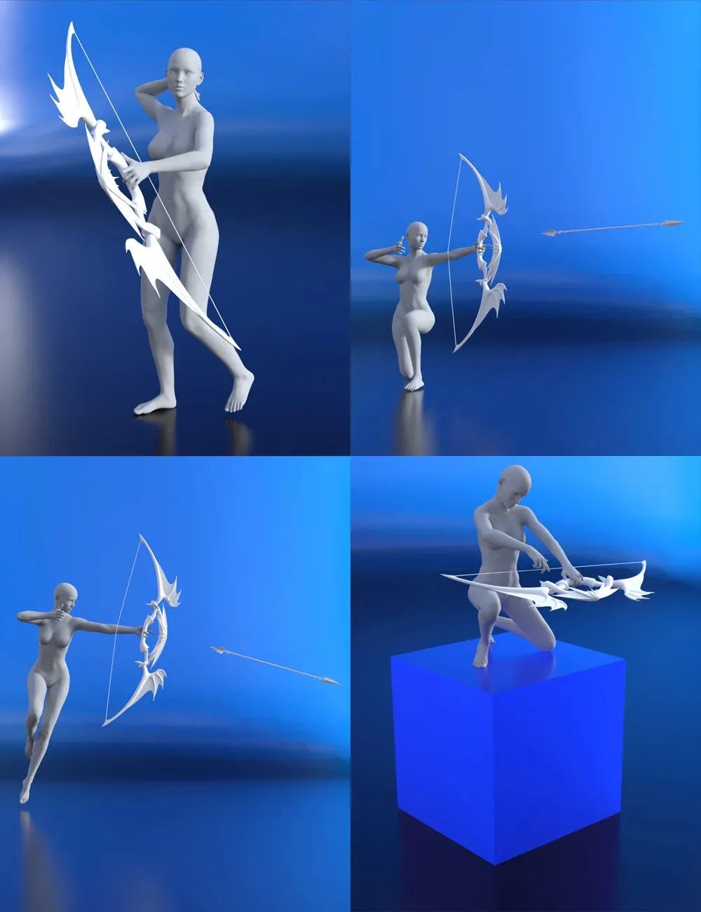 手持弓箭动作速写参考,钢笔画人物动态速写头部速写