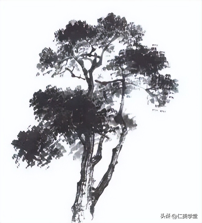 冬日雪景画法,冬季雪景松树的画法