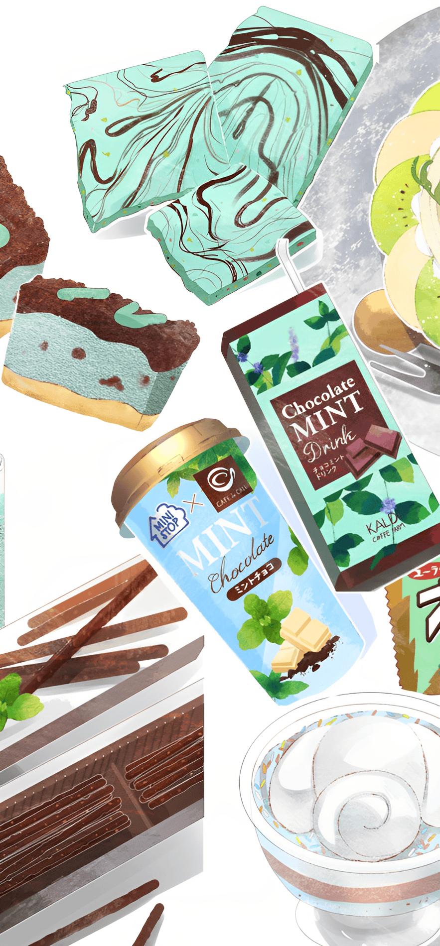 画薄荷味巧克力,手绘水彩巧克力