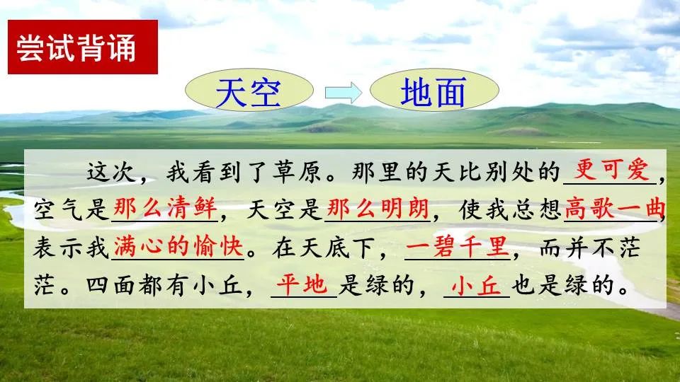 部编版六年级语文课文预习第1课,部编版六年级上册语文书草原预习
