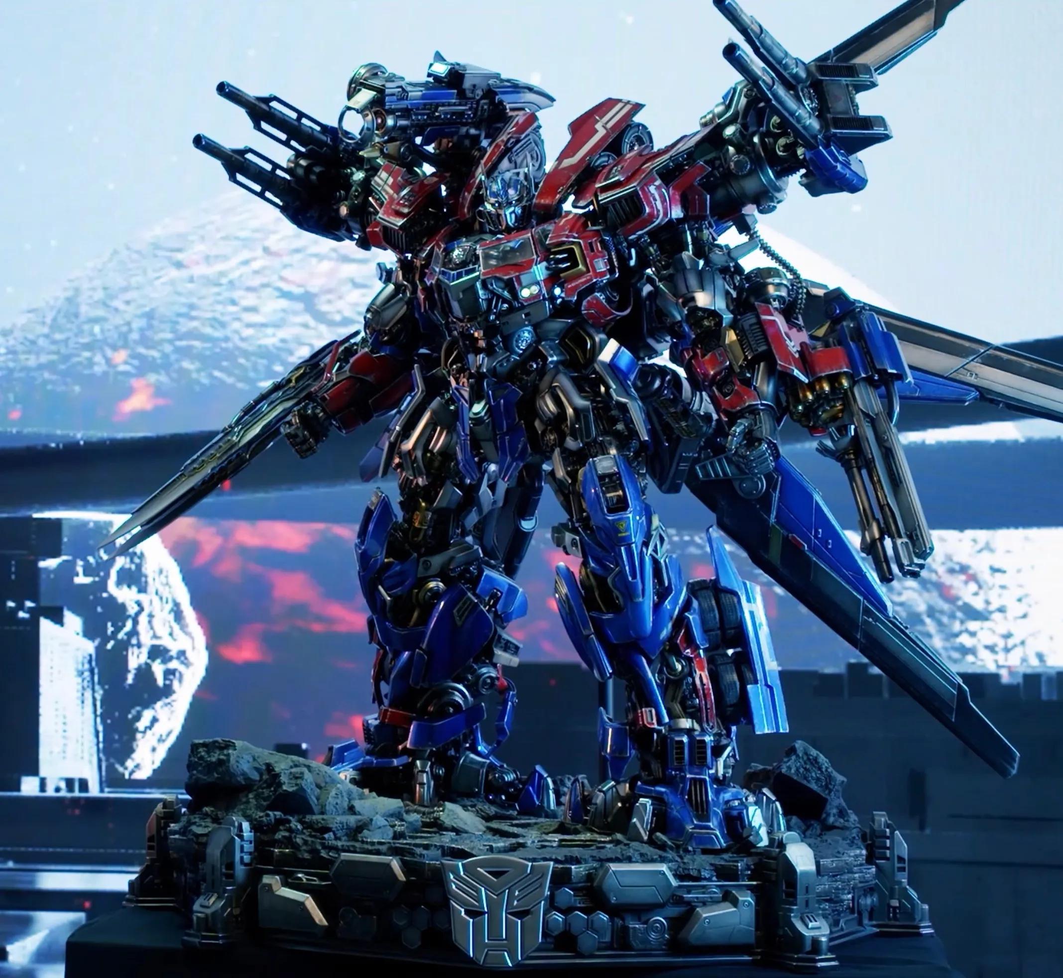 变形金刚雕像1比1,变形金刚1擎天柱雕像开箱视频