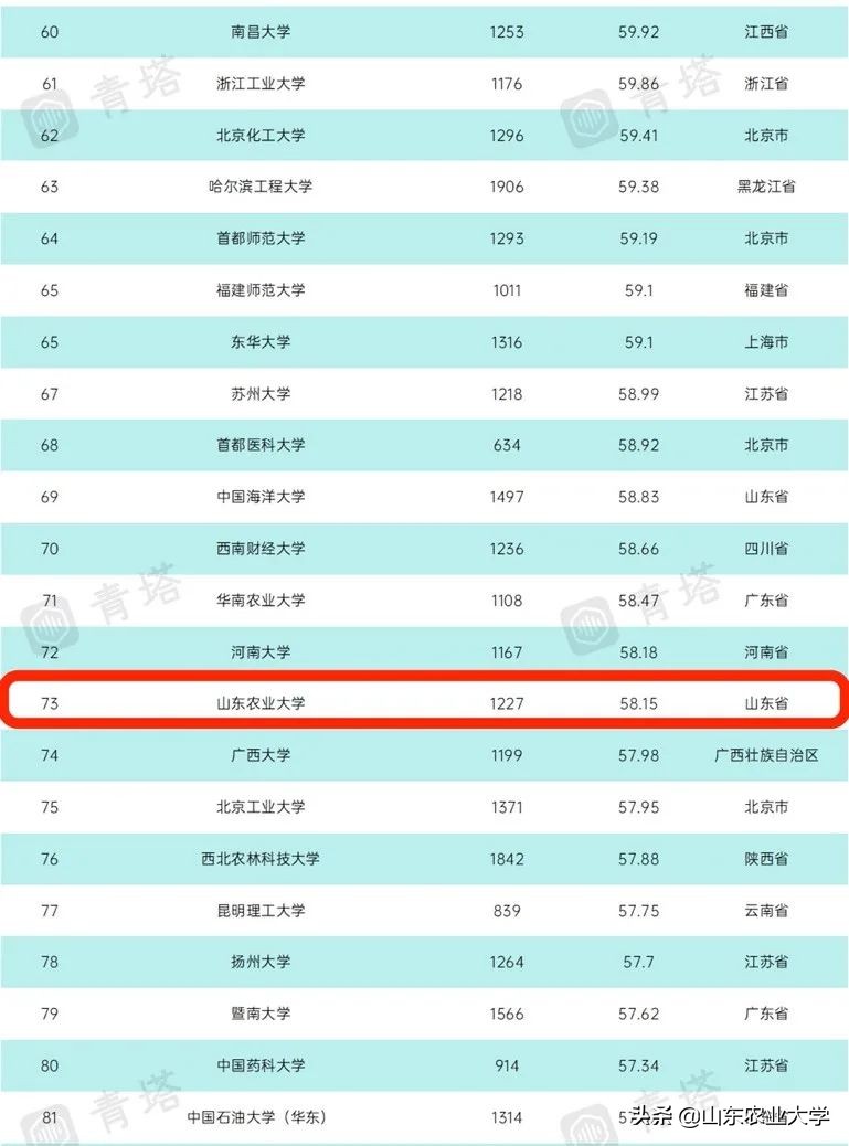 山东农大是双一流吗,山东农大在全省排名几位08年