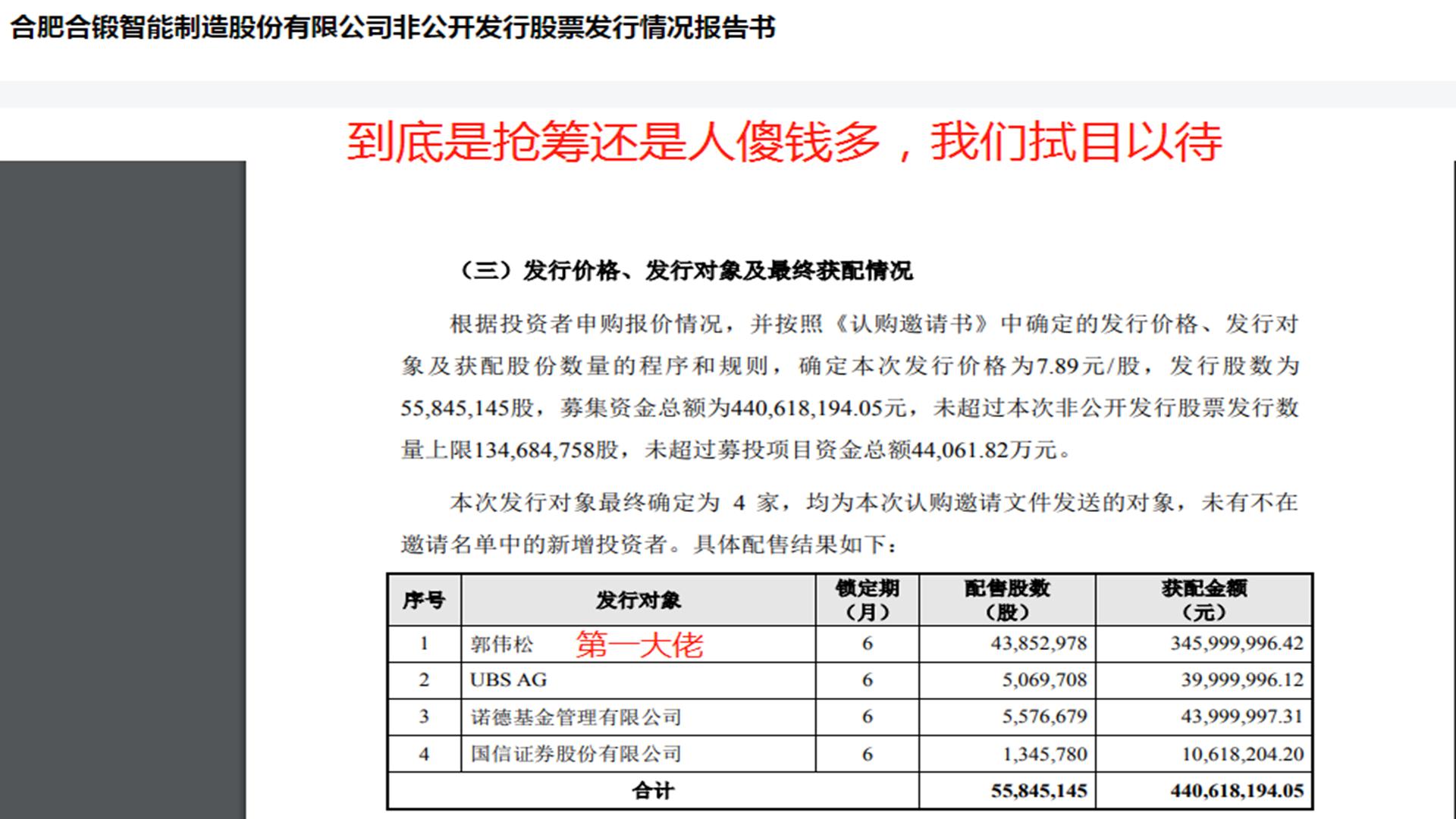 非公开发行底价5.31元，最后发行价7.89元，是谁溢价148%抢筹