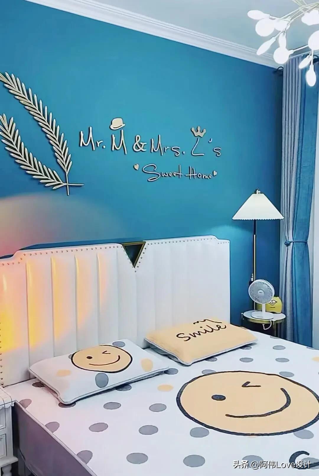 卧室墙面漆颜色搭配,婚房卧室窗帘颜色搭配