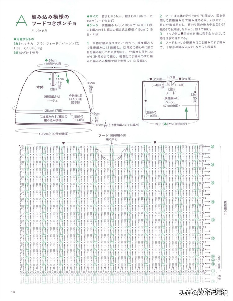 编绳斗篷披肩加厚冬款,斗篷保暖披肩棒针编织教程