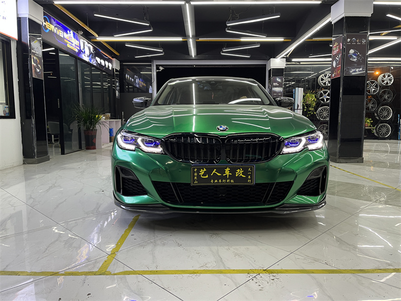 全新宝马三系夜晚大灯效果,昆山宝马3系改大灯方案