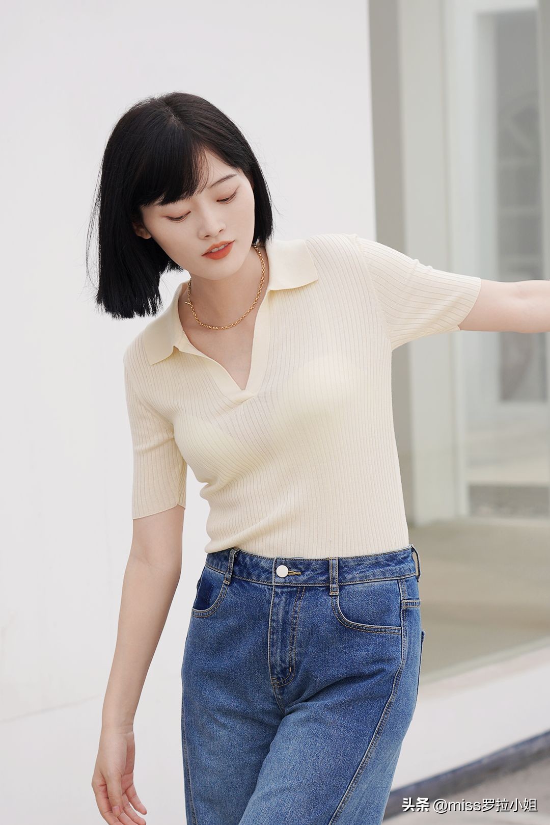 小个子雪纺v领上衣质感,女生穿搭ins高级质感上衣