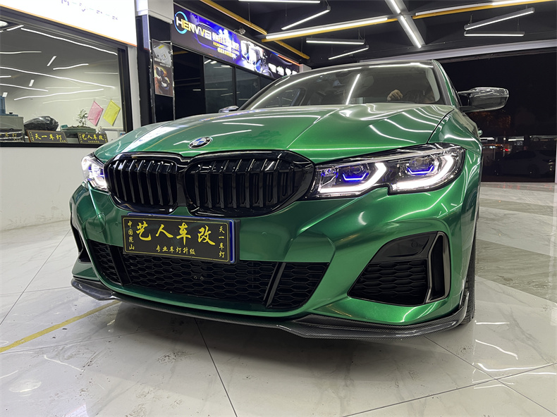 全新宝马三系夜晚大灯效果,昆山宝马3系改大灯方案