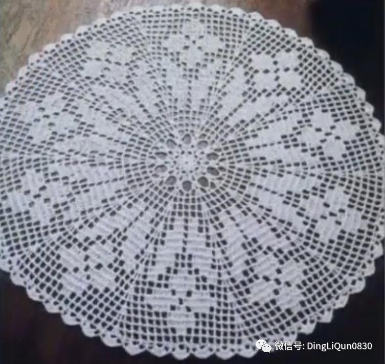 针织钩花小桌布,毛线编织钩花桌布图案