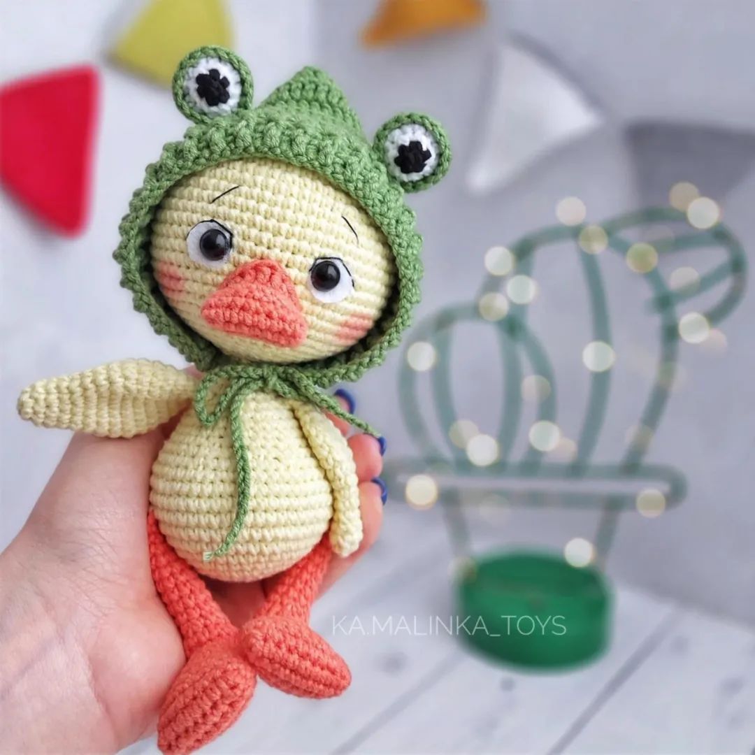 钩针图解｜戴青蛙帽和兔兔帽的小鸭鸭，如此变装，可爱值爆表