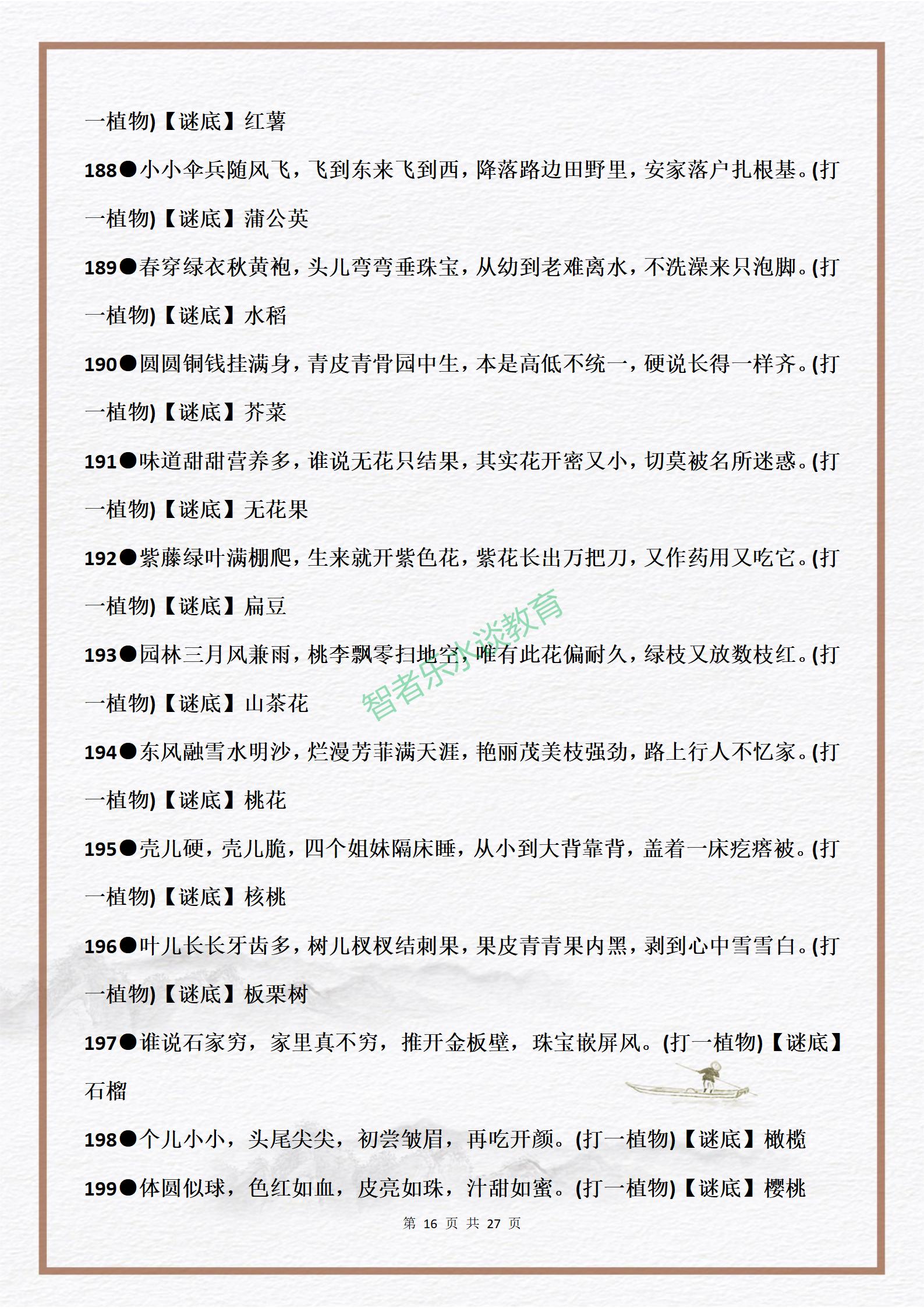 有趣的益智游戏:336个经典儿童谜语,激发孩子的学习语文的兴趣