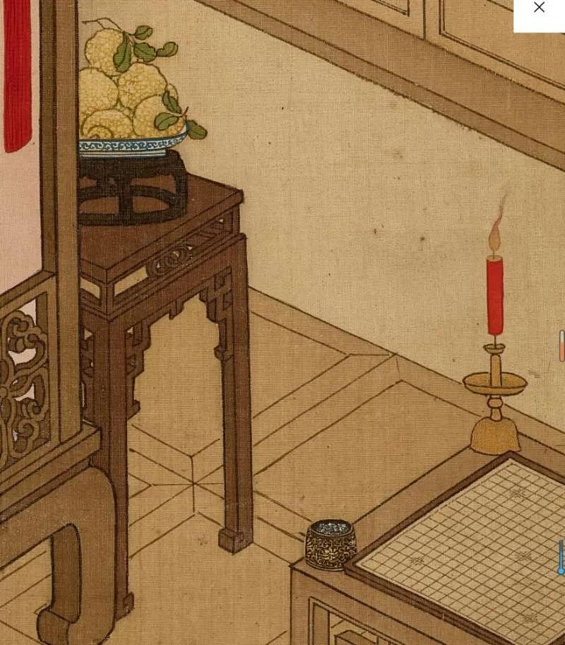 在这套20多万成交的*宫春**画中，清代贵族人家的家具陈设亮了