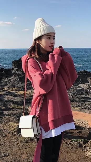 连帽卫衣女潮ins2022秋季新款韩版,爆款秋冬新连帽假两件卫衣