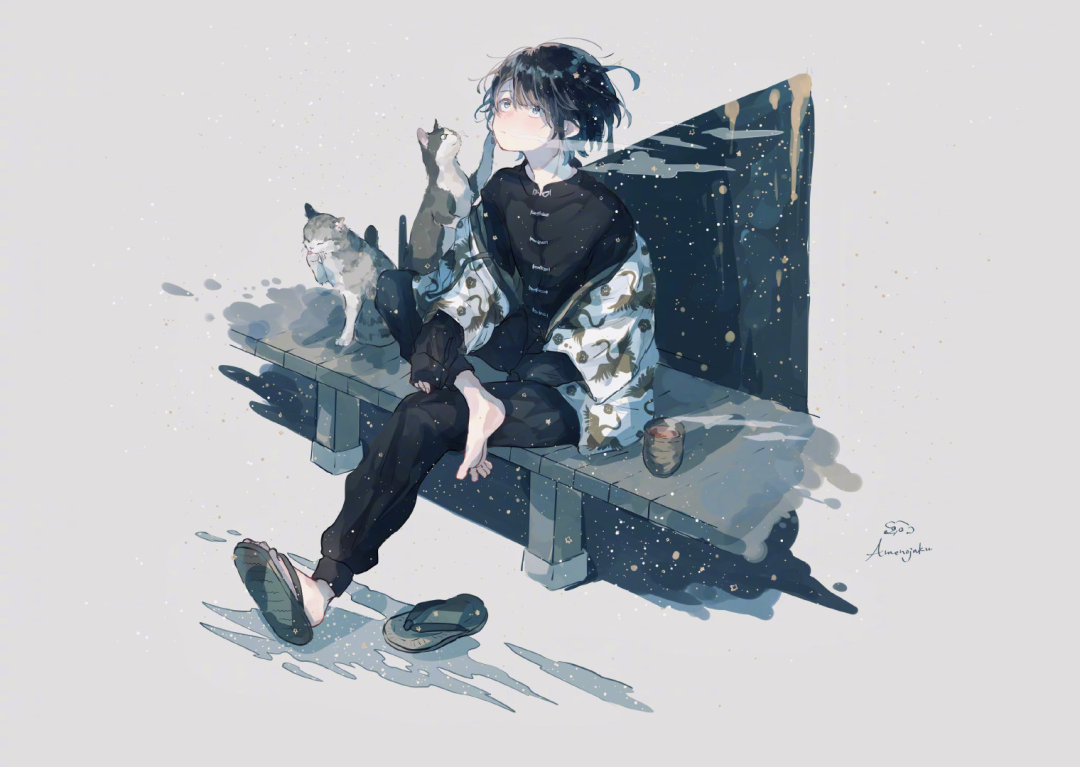 颜色丰富明亮吸引人的治愈系插画,蓝色星空插画