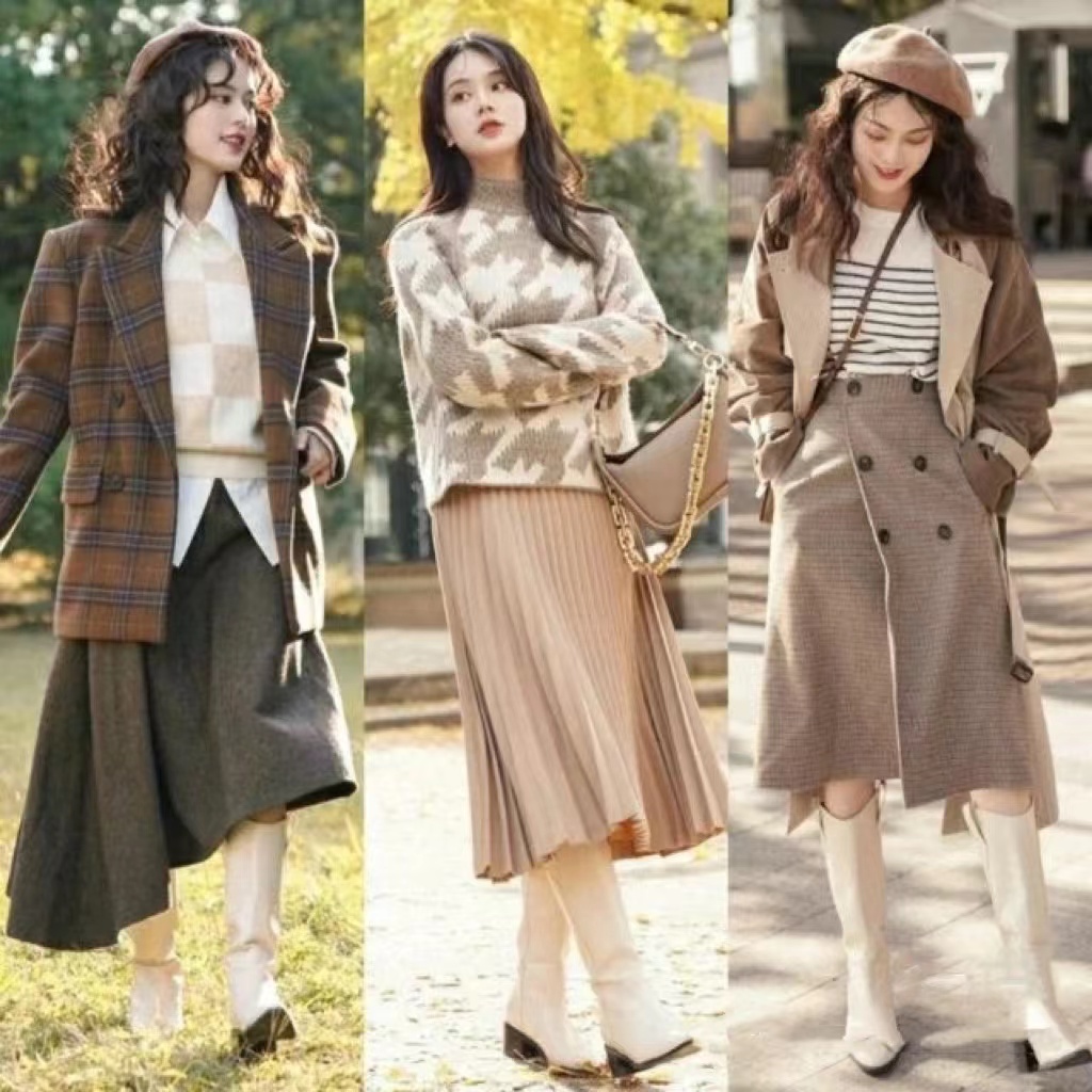 如何搭配靴子图片女款,怎样搭配长筒过膝靴子