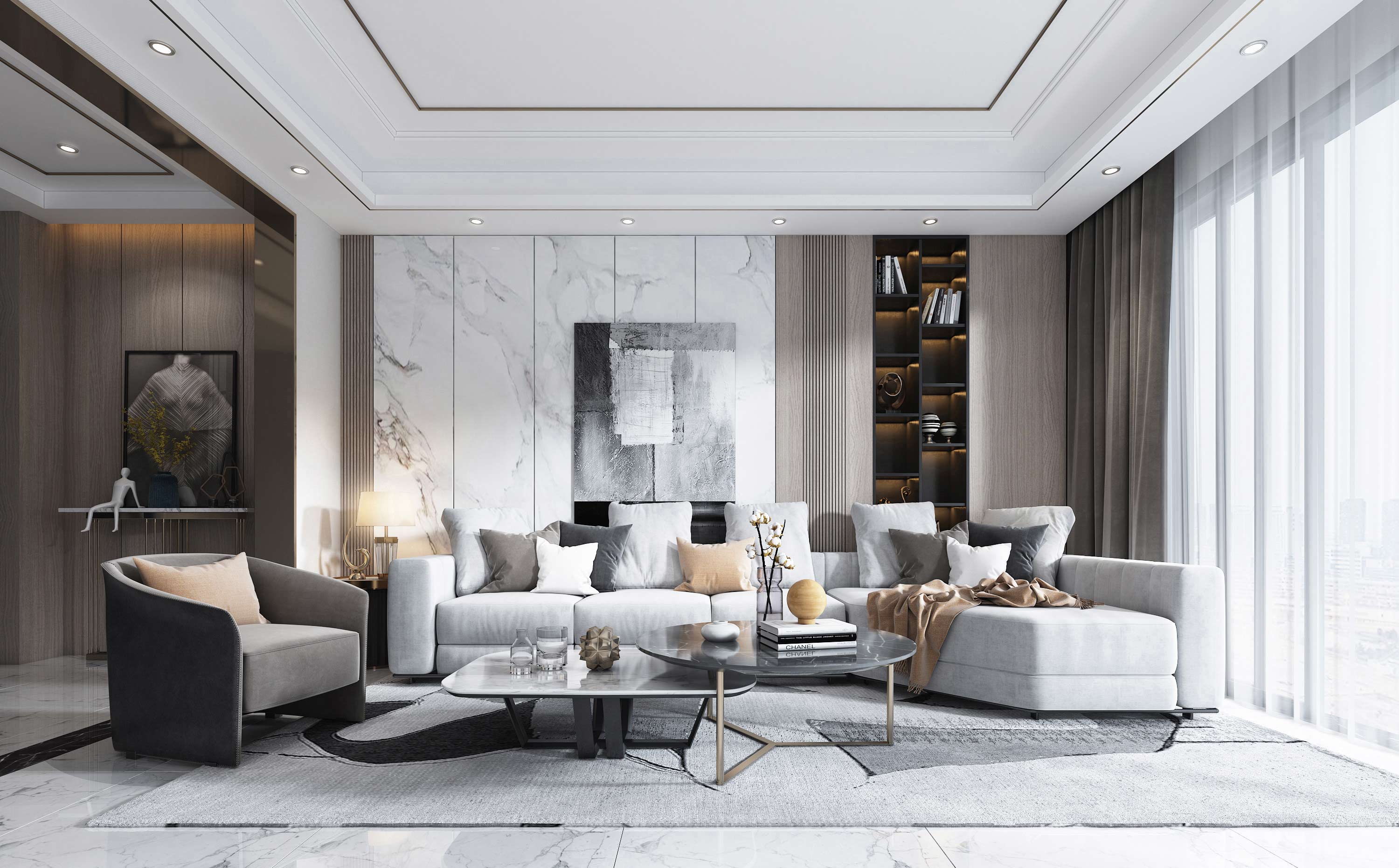 30款客厅吊顶图片,简装吊顶客厅效果图