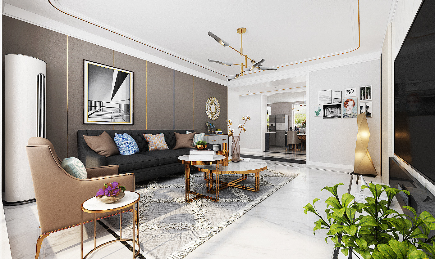 灰色系简约全屋搭配效果图,灰色系简约风格两室一厅装修